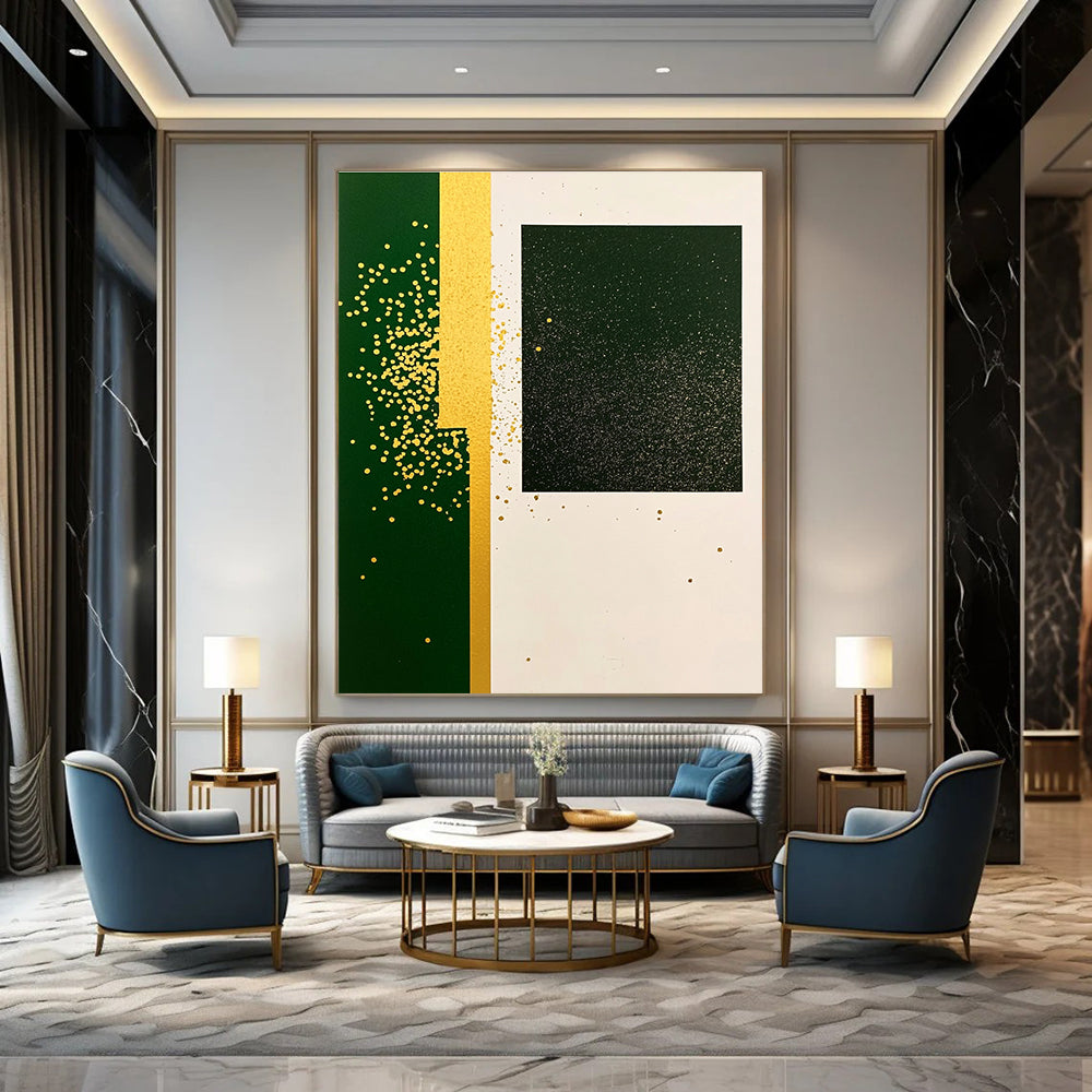 Green, Gold and White with Dots for Luxury Hotel Lobby & Sophisticated Home Living Room STSC1011