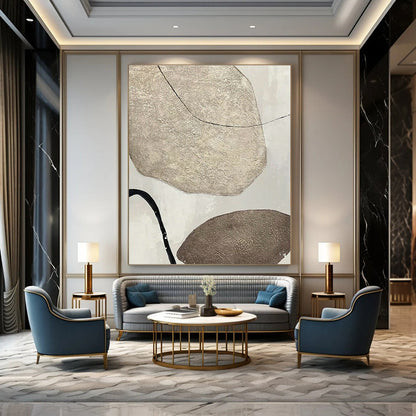 Brown - Stone Linear Abstract Art for Nature - Inspired Home & Outdoor - Themed Café DLZ1328