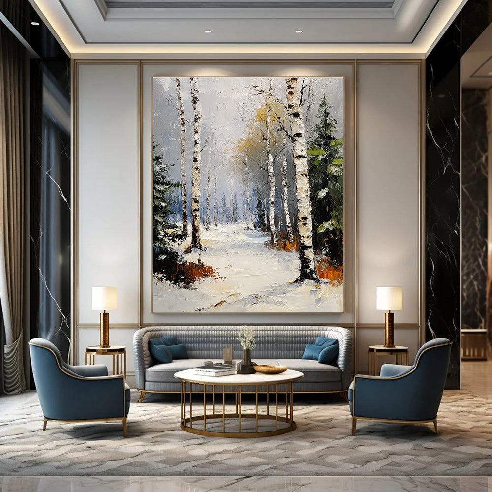 Snowy Birch Forest Path 1 Art for Winter Lodge & Nature - Lover’s Study STSC1381