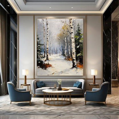Snowy Birch Forest Path 1 Art for Winter Lodge & Nature - Lover’s Study STSC1381