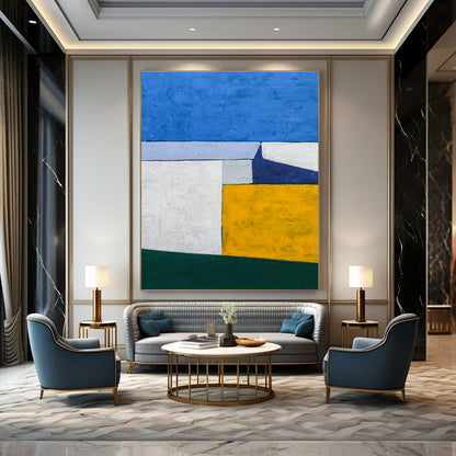Blue - Yellow Geometric Abstract Art for Modern Office & Home Study DLZ1102