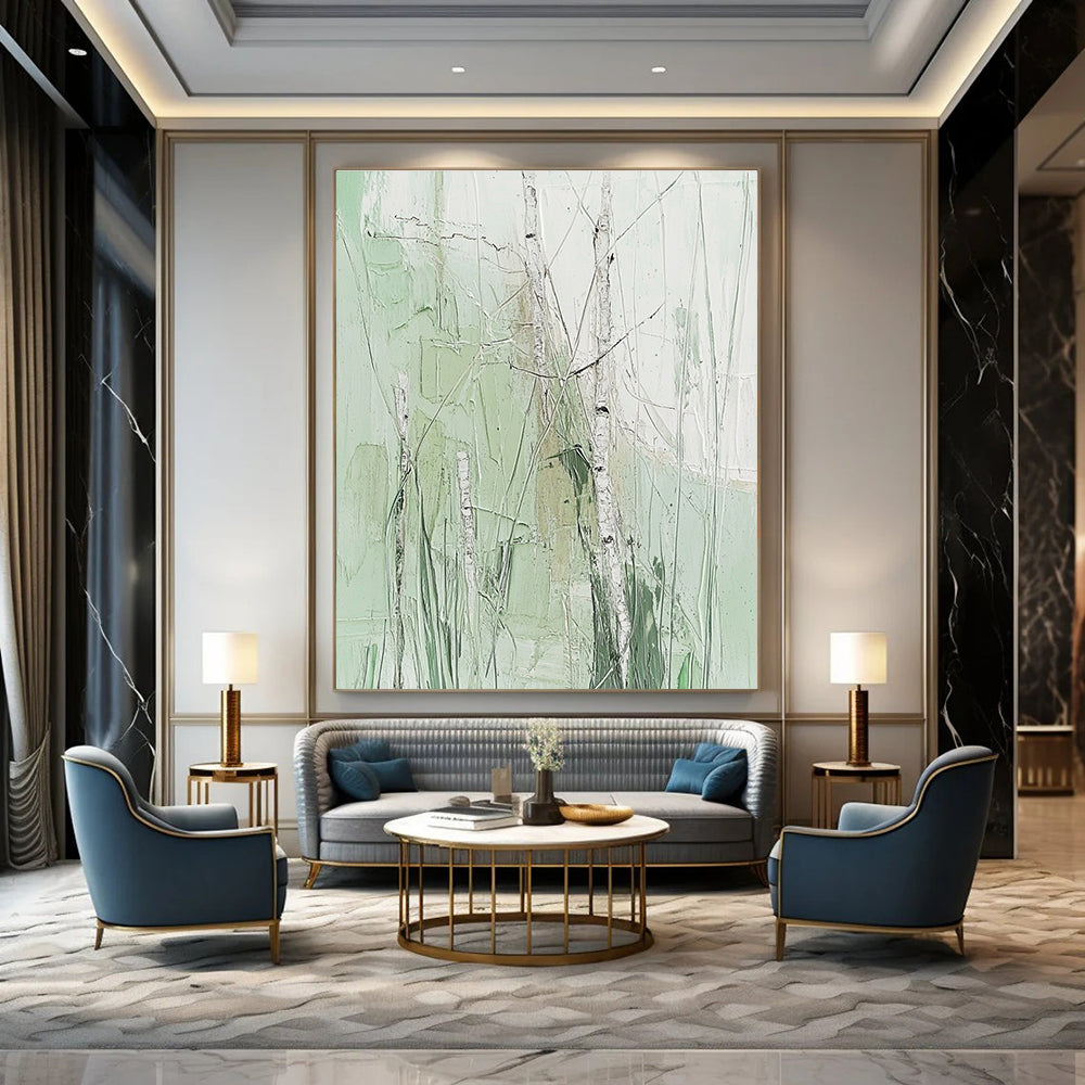 Green Birch Forest Abstract for Nature - Inspired Bedroom & Eco - Friendly Office STSC300