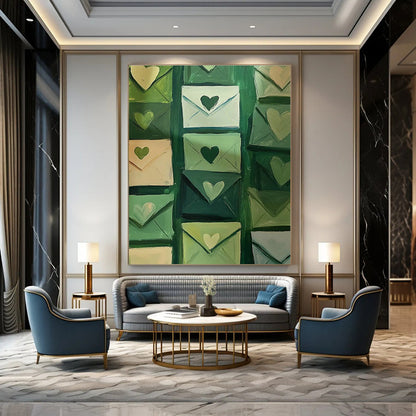 Green Envelopes with Hearts Art for Stationery Shop & Romantic Home Office DLZ0687