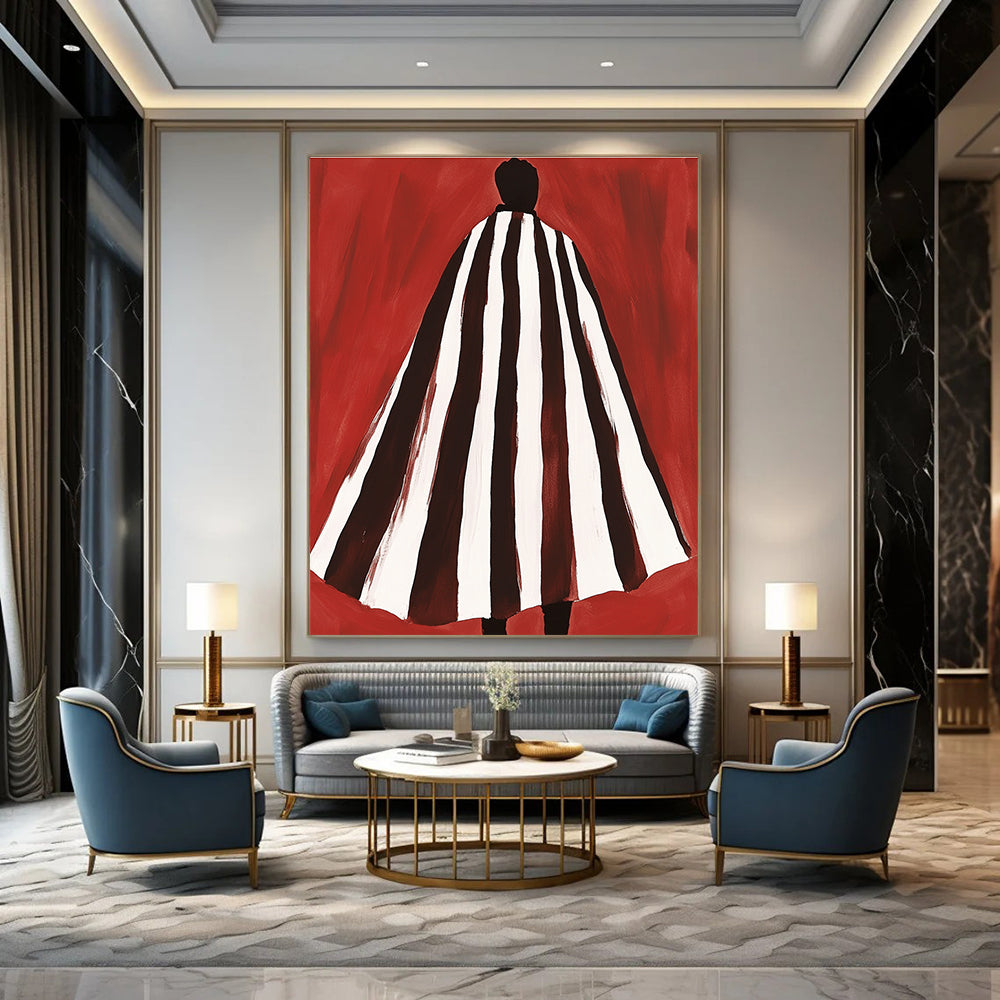 Figure in Striped Cloak Art for Themed Costume Shop & Avant - Garde Fashion Studio STSC932