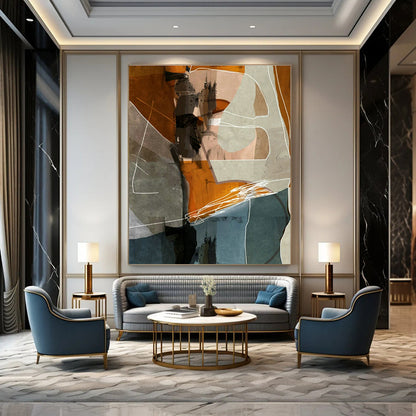 Orange - Geometric Abstract for Contemporary Art Gallery & Creative Studio Break Area DLZ0891
