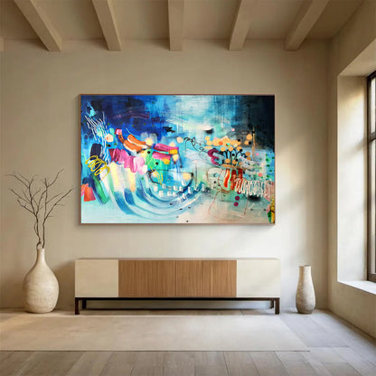 Blue - Tone Colorful Abstract Art for Coastal - Themed Restaurants DLZ2448