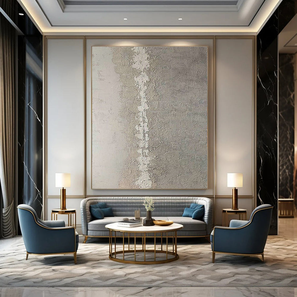 Gray - White Textured Art for Art Gallery Corridor & Minimalist Bedroom DLZ1884