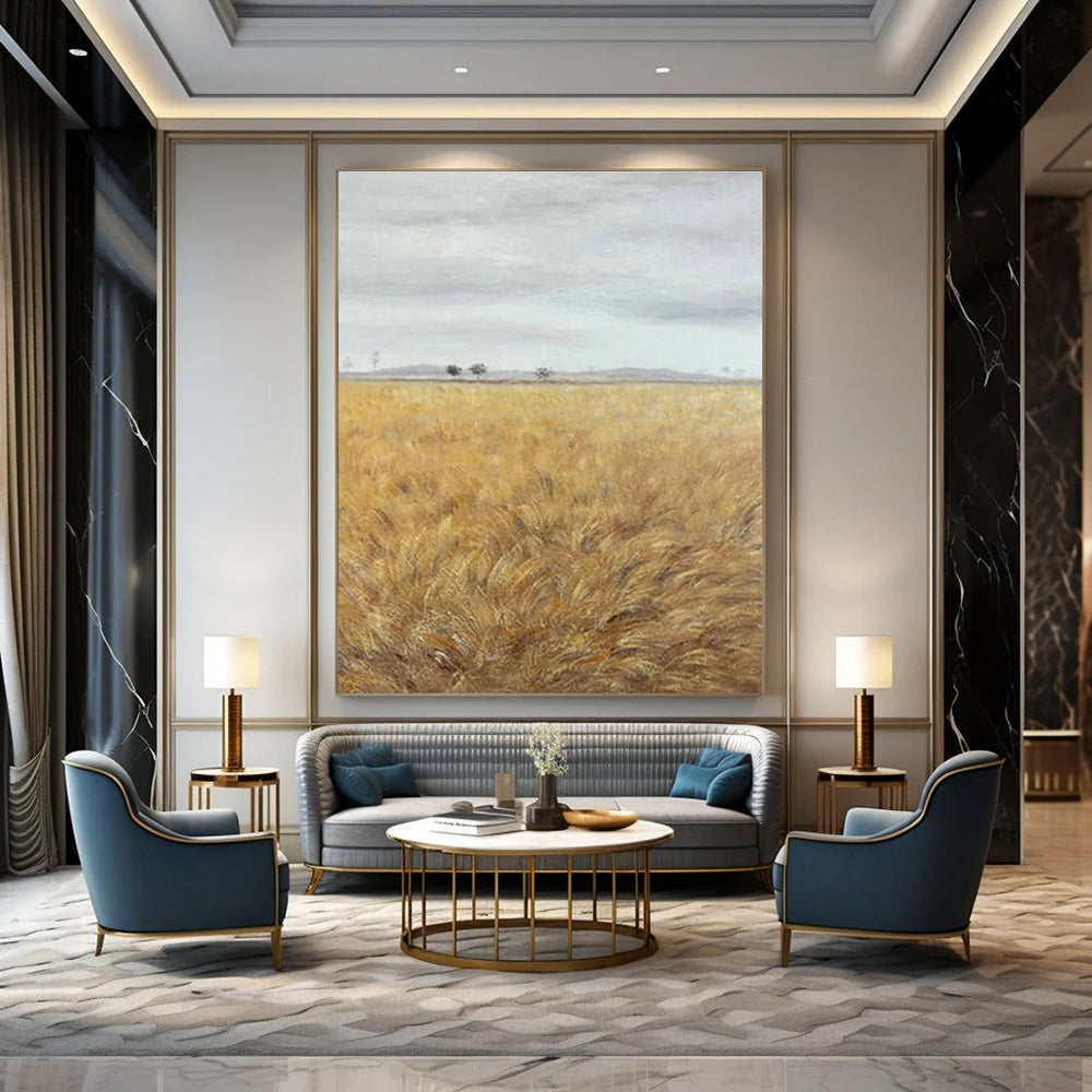 Golden Wheat Field Art for Farmhouse Kitchen & Harvest - Themed Restaurant DLZ2134
