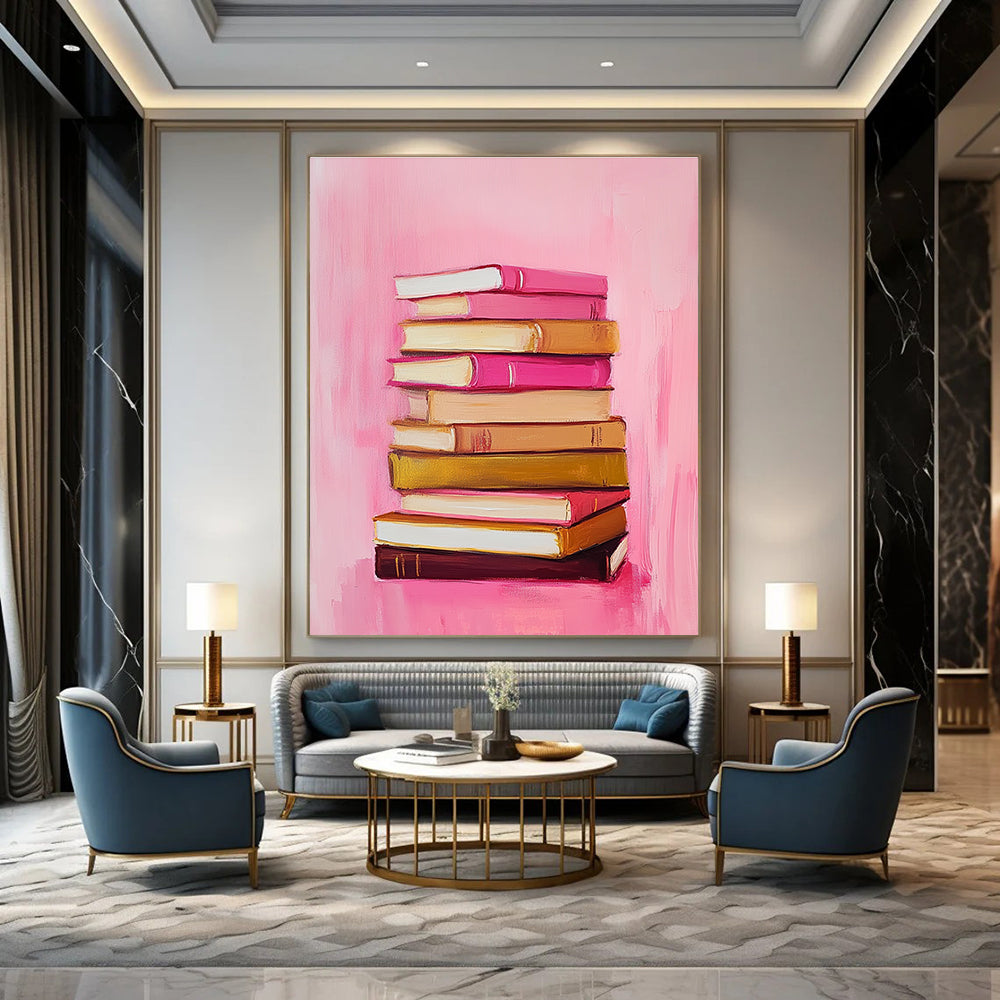 Pink Stack of Books for Book Lover’s Bedroom & Literary Café STSC1209