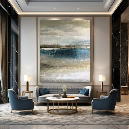 Misty Ocean Abstract for Scandinavian - Style Beach House & Zen Meditation Nook DLZ0926