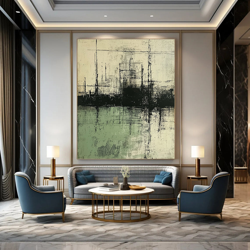 Black - Green Industrial Landscape Art for Factory - Themed Bar & Art - Inspired Manufacturing Office STSC139