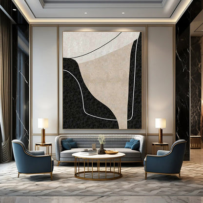 Bold Black - White Abstract Art for Industrial Loft & Art Gallery DLZ2008