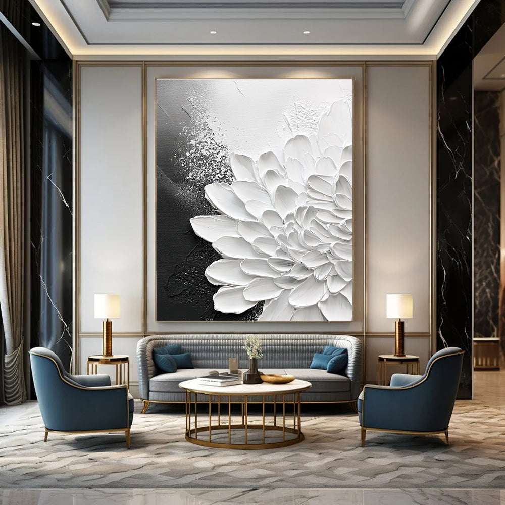 White Flower with Gray Accents for Modern Bedroom & Contemporary Living Room STSC518