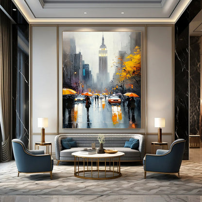 Rainy City Street with Umbrellas for Urban Loft & Rainy Day Café STSC1137