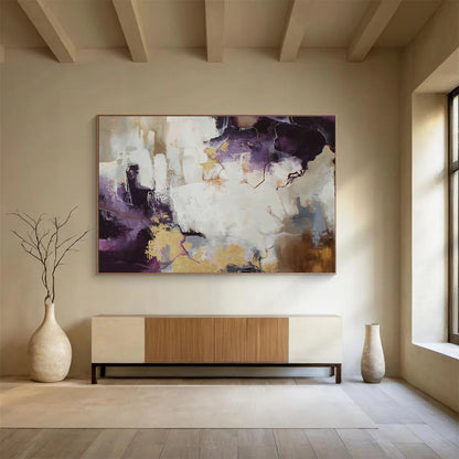 Purple - Gold Abstract Art for Glamorous Bedroom DLZ2892