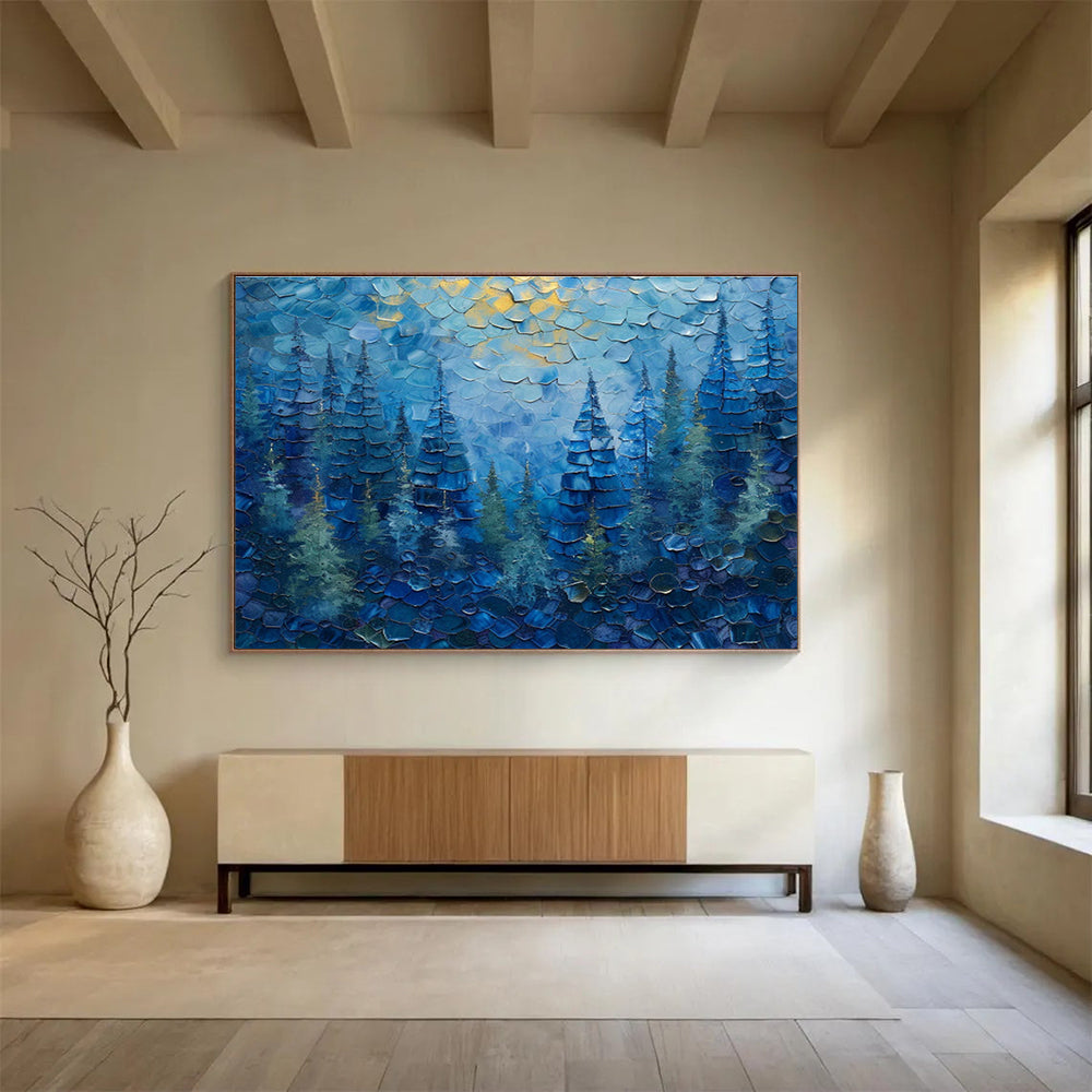 Mosaic - Style Blue Forest Art for Whimsical Kids’ Playroom DLZ3056