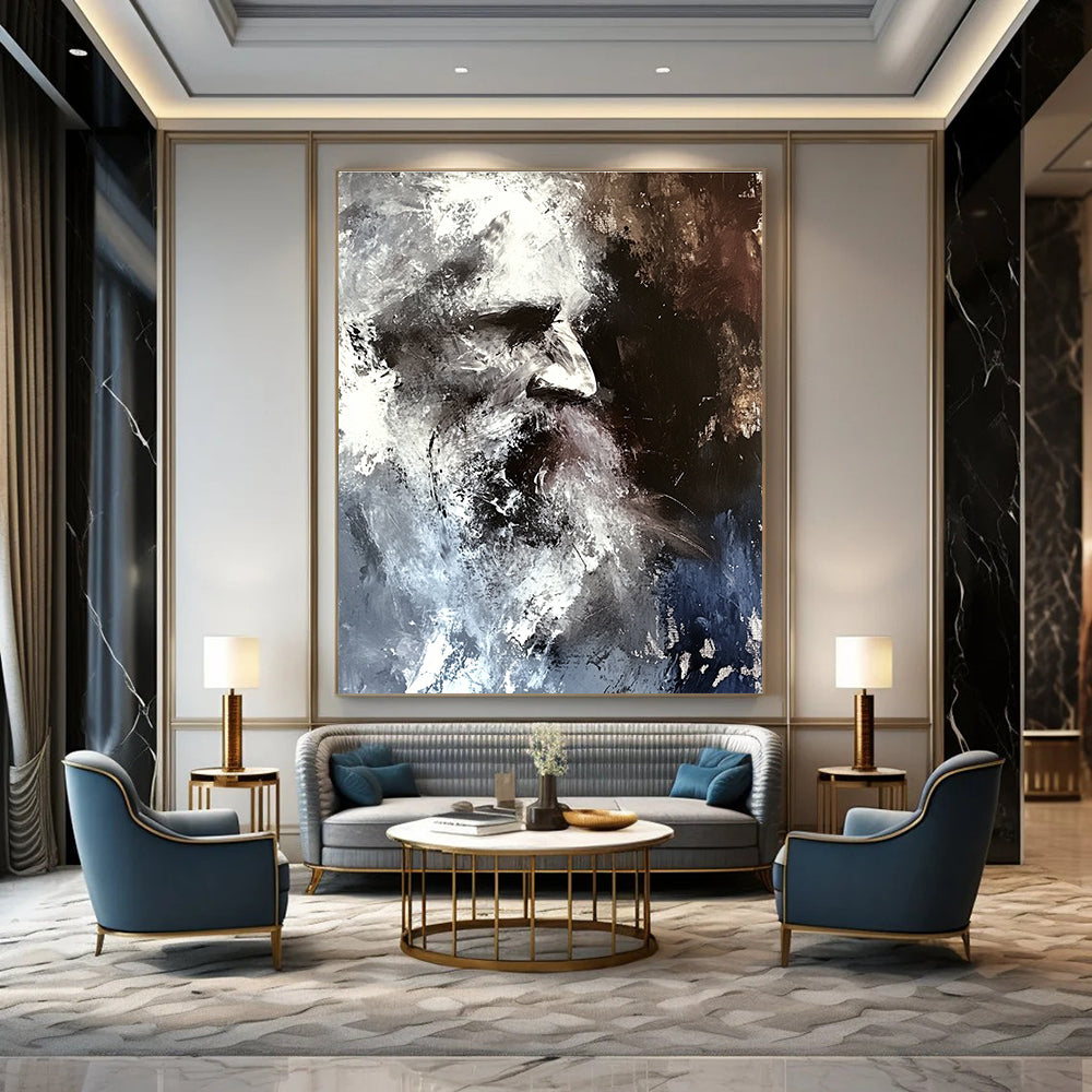 Monochrome Portrait with Texture for Thoughtful Study & Contemporary Art Gallery STSC229