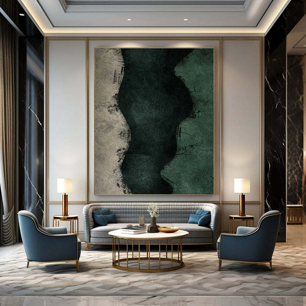 Textured Green Waves Art for Coastal - Inspired Bathroom & Nature - Themed Spa DLZ1378