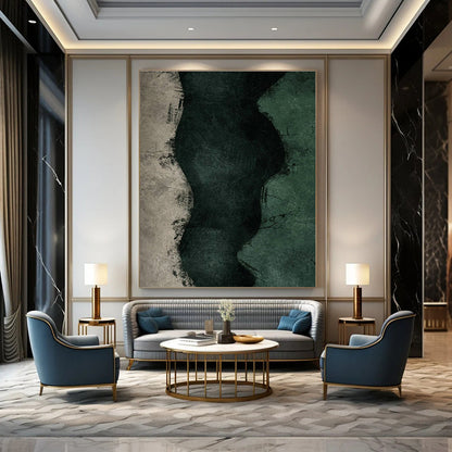 Textured Green Waves Art for Coastal - Inspired Bathroom & Nature - Themed Spa DLZ1378