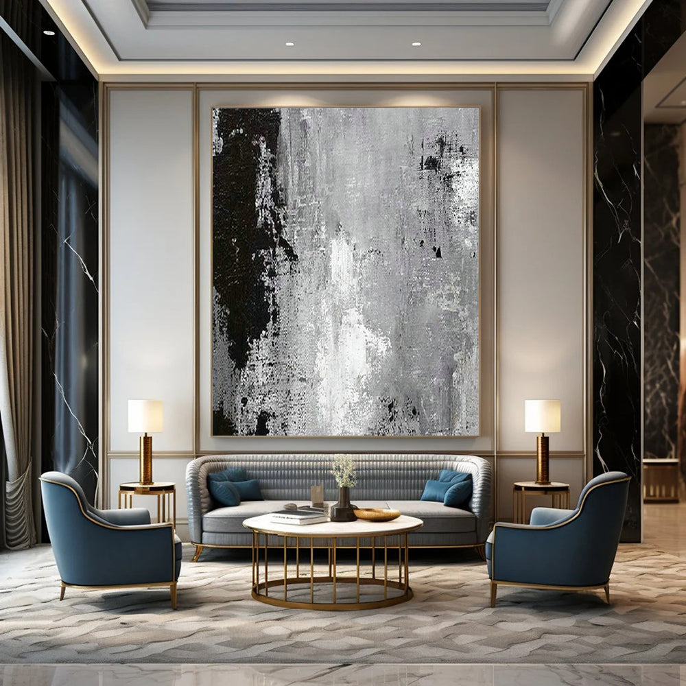 Textured Gray Abstract Art for Industrial Office & Art Gallery Corridor DLZ2058