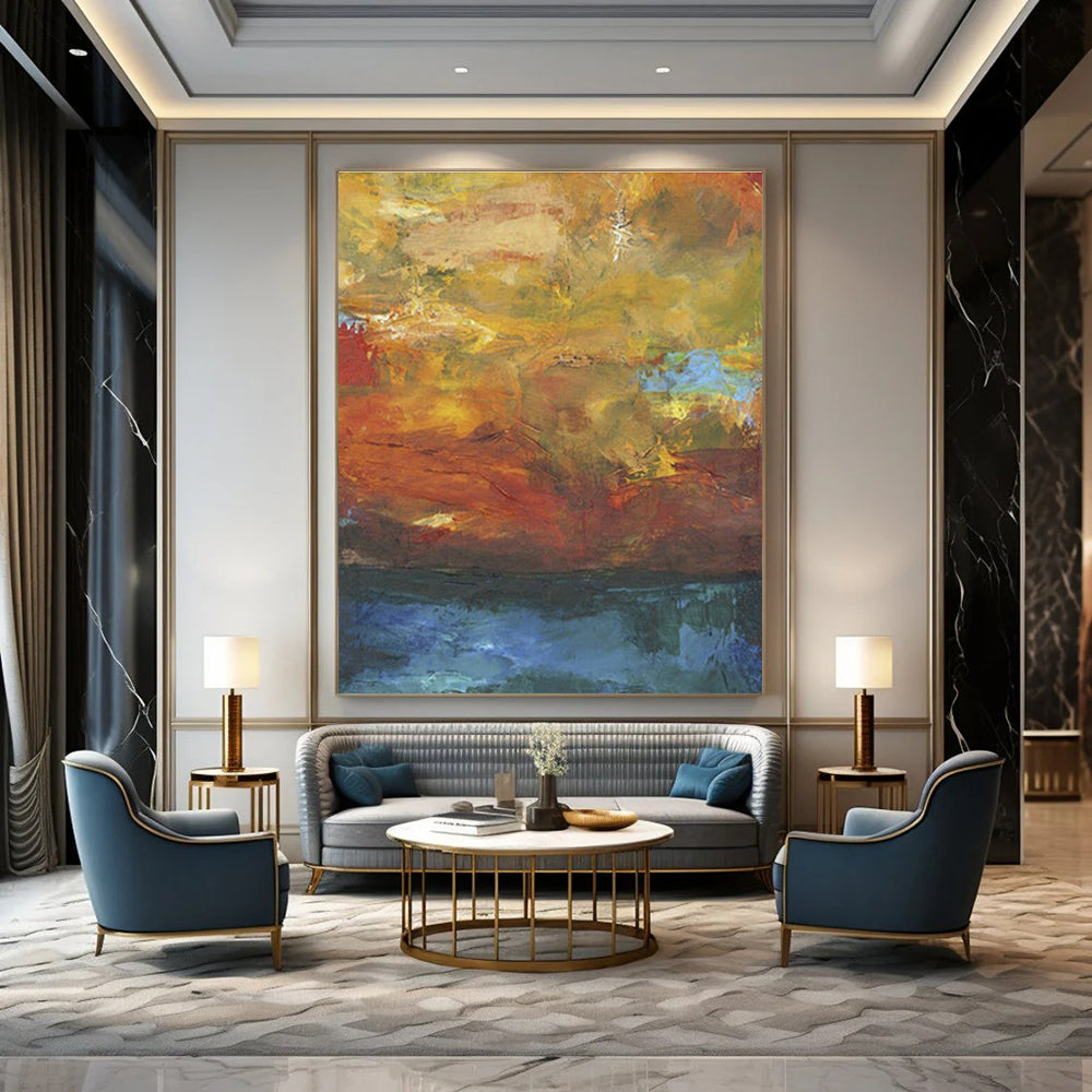 Warm - Toned Abstract Landscape Art for Cozy Café & Autumn - Themed Restaurant DLZ0631