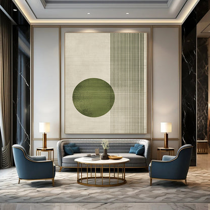 Green Circle and Stripes Art for Japanese - Inspired Home Decor & Nature - Themed Yoga Studio STSC1328