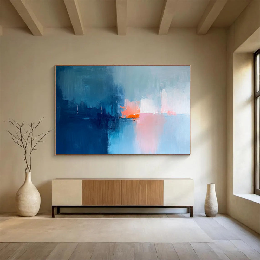 Blue - Toned Abstract with Coral Art for Coastal Home Office & Seaside Café SC253