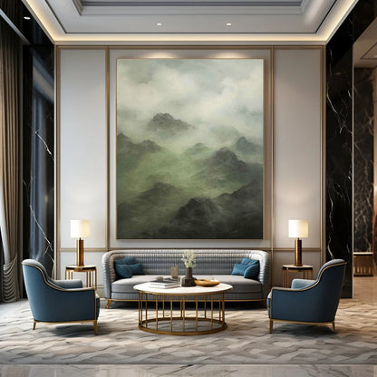 Misty Mountain Landscape Art for Nature - Themed Hotel Lobby & Serene Home Office DLZ2180