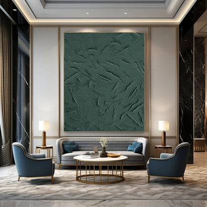 Deep Green Textured Art for Rustic Cabin & Spa Lounge DLZ0670