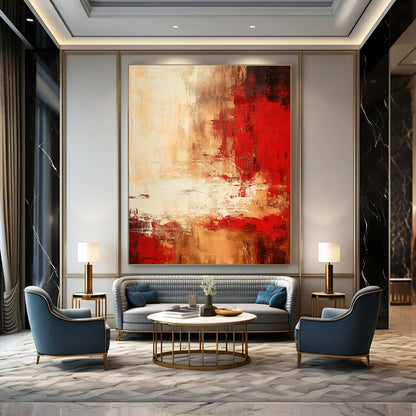Red - Brown Artistic Abstract Art for Rustic - style Restaurant & Luxury Residence Hall DLZ0785
