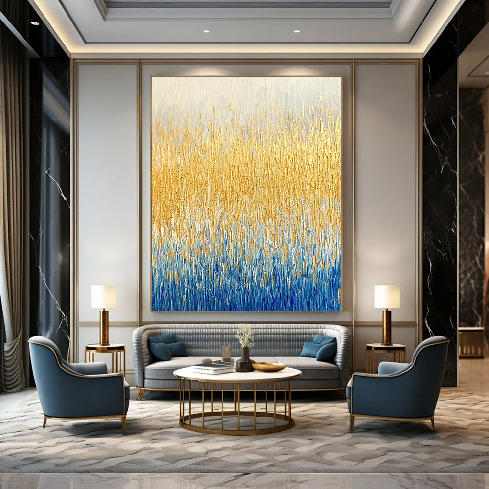 Golden - Blue Grass Abstract for Coastal Home & Luxury Spa STSC291