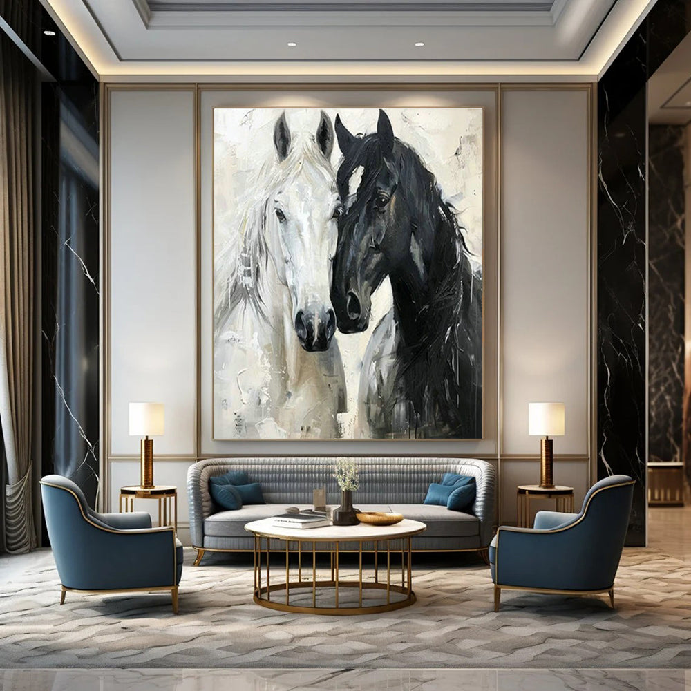 Black and White Horse Art for Equestrian Club Lounge & Western - Themed Home Office DLZ1408