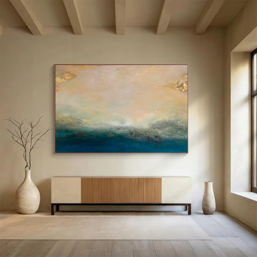 Gold - Accented Sea View Art for Luxury Yacht Club VIP Lounges DLZ3154