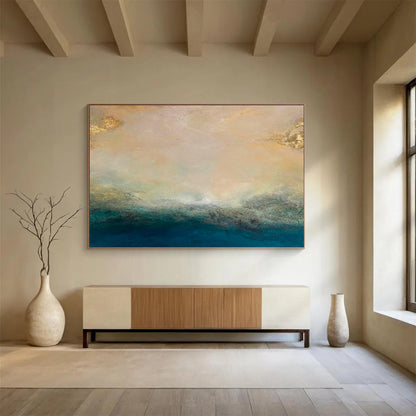 Gold - Accented Sea View Art for Luxury Yacht Club VIP Lounges DLZ3154