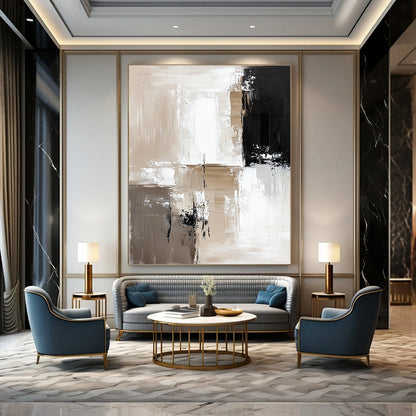 Beige and Black Geometric Abstract for Minimalist Office & Contemporary Art Space STSC411