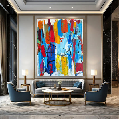Colorful Abstract Strips Art for Art School Hall & Vibrant City Café DLZ1491