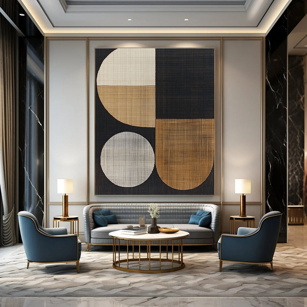 Geometric Textile Art for Modern Office Lounge & Minimalist Home Library STSC933