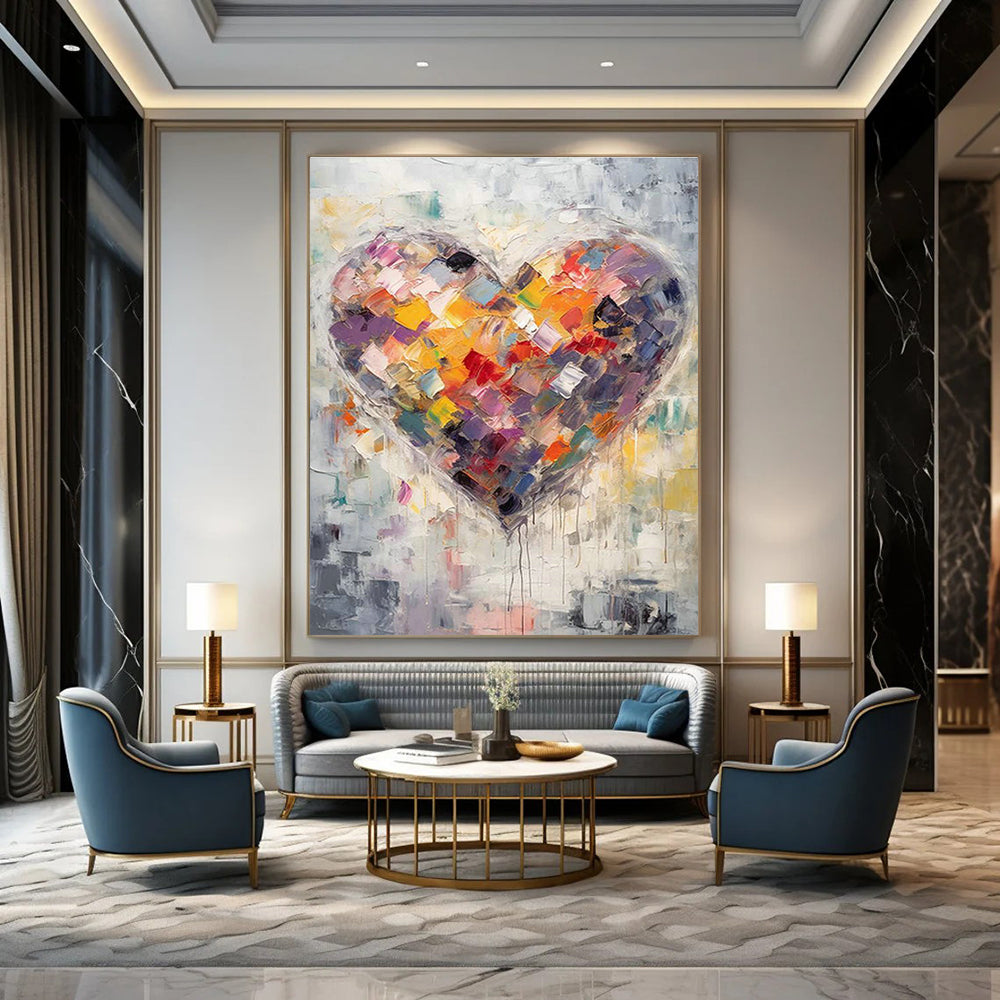 Colorful Heart Abstract Art for Romantic B&B Common Areas DLZ0129