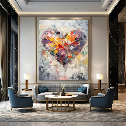 Colorful Heart Abstract Art for Romantic B&B Common Areas DLZ0129