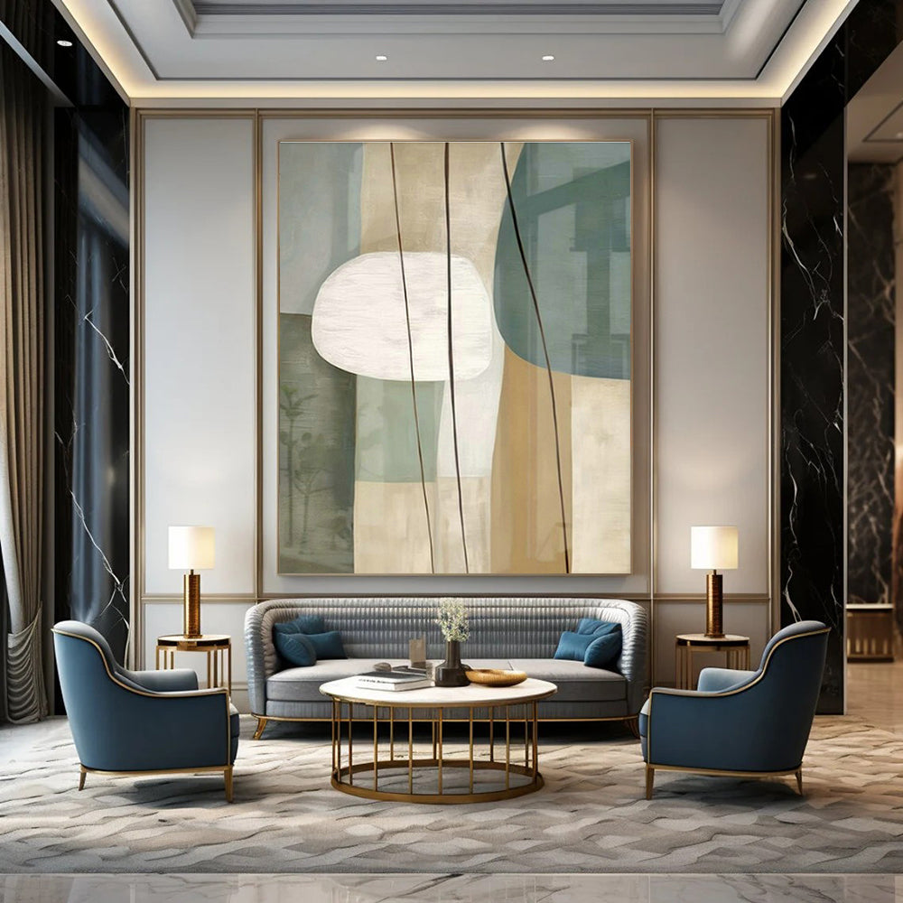 Light Green Geometric Abstract Art for Contemporary Café & Design Studio DLZ1952