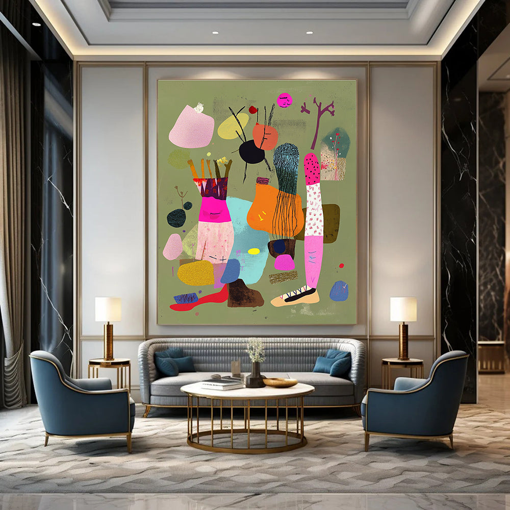 Abstract Shapes on Green for Modern Eco - Friendly Home & Nature - Themed Art Gallery STSC972