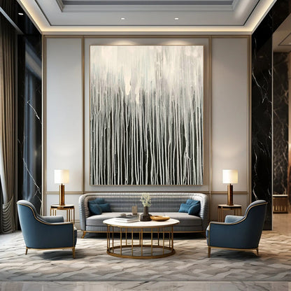 Grey - White Dripping Abstract Art for Living Room & Bedroom DLZ0480