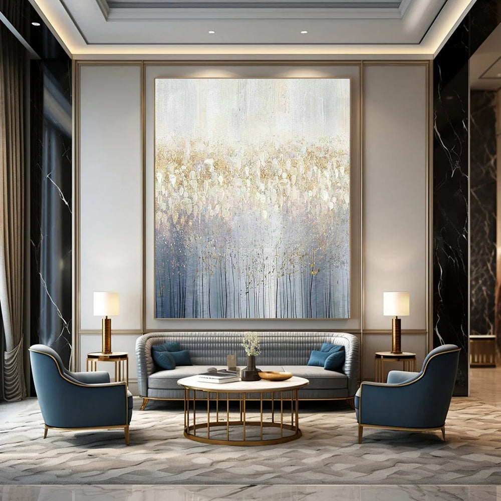 Golden - White Forest Abstract for Nordic - Style Living Room & Luxury Spa Retreat DLZ0930
