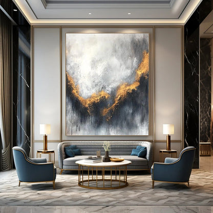 Grey and Gold Curved Abstract for Modern Art Gallery & Creative Studio STSC397