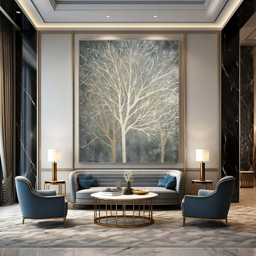 Bare Trees Landscape Oil Art for Living Room & Cottages DLZ0304