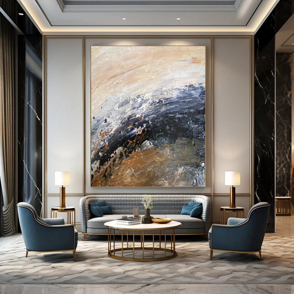 Brown - Black Abstract Art for Industrial - Style Loft Apartment Living Room Walls DLZ0008
