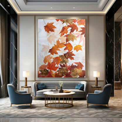 Orange - Gold Maple Leaf Abstract Art for Rustic Fall Wedding Venue & Cozy Cottage DLZ0775