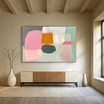 Soft Color Blocks Art for Girls’ Bedroom & Minimalist Café SC380