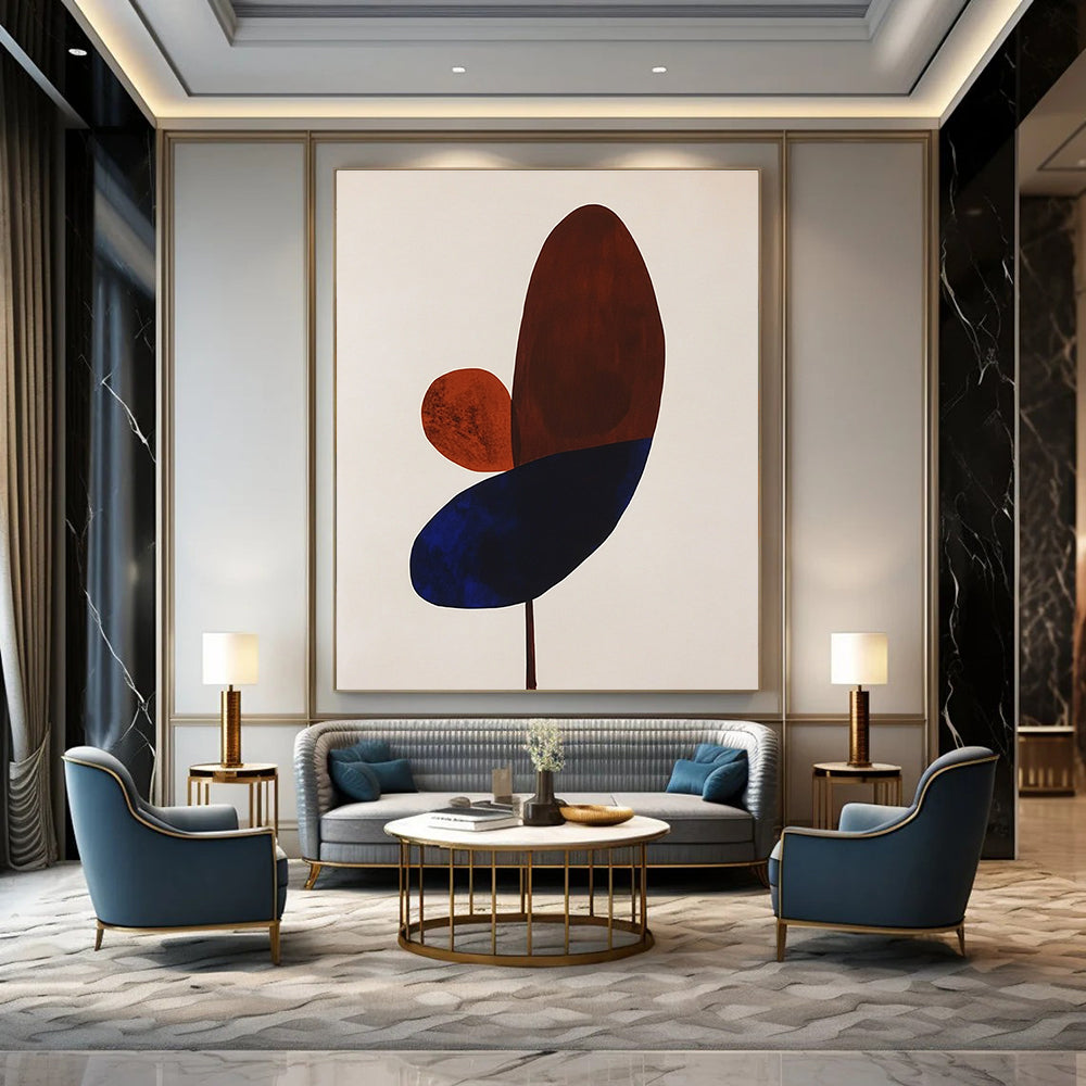 Abstract Brown and Blue Shapes Art for Contemporary Home Dining Room & Art Appreciation Society STSC1059
