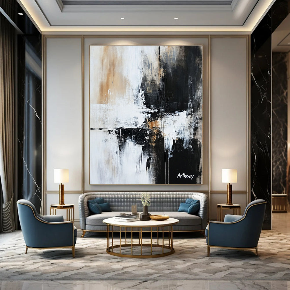 Monochromatic Abstract with Drips for Industrial - Chic Loft & Contemporary Art Gallery STSC741